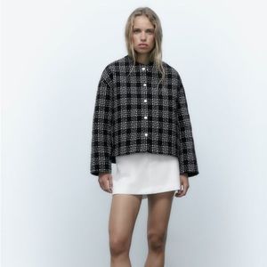 ZARA TEXTURED WEAVE QUILTED JACKET